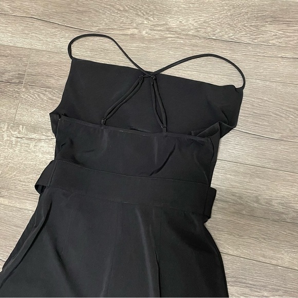 Urban Outfitters Black Cowl Neck O-Ring Belt Wide Leg Cropped Jumpsuit Sz 0 Booo - Picture 7 of 9